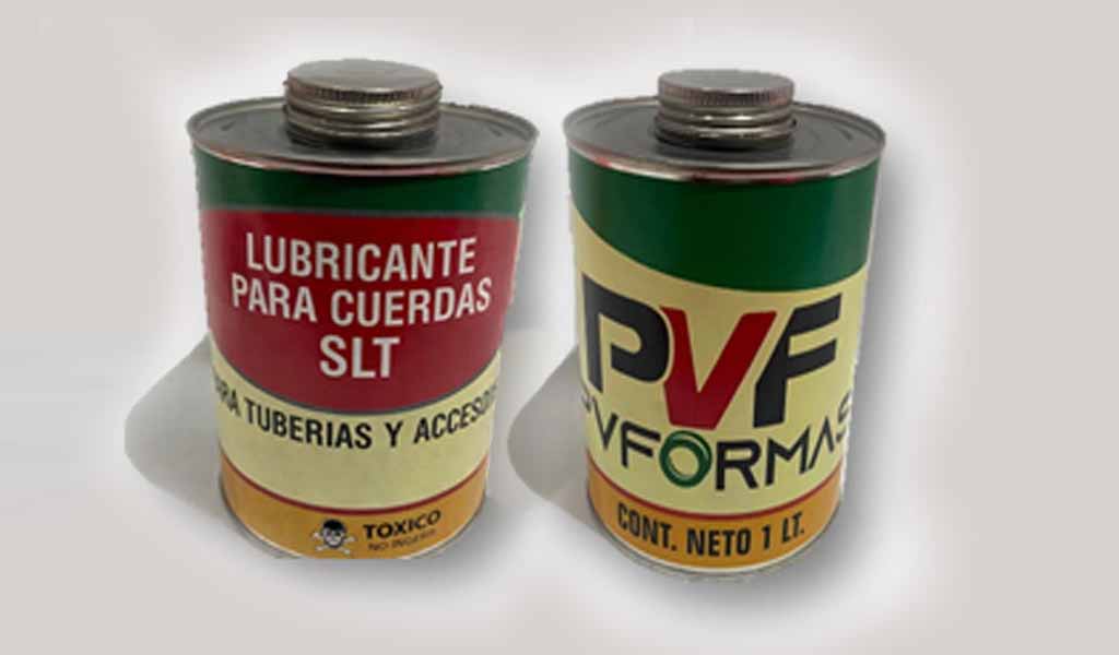 lubricante para cuerdas en tuberia y accesorios con recubrimiento de PVC, PVF-SLT, marca PVFORMAS