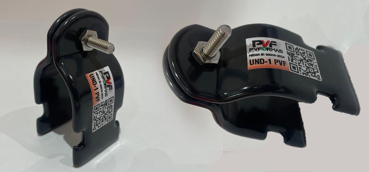 Abrazaderas unicanal de aluminio o galvanizado con PVC