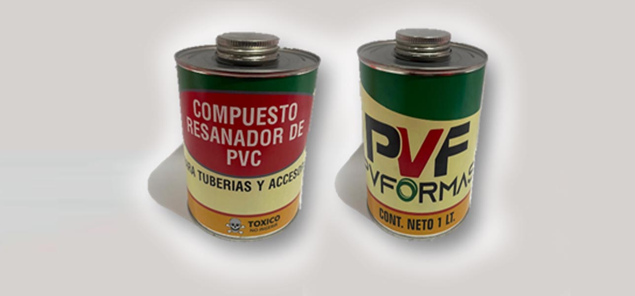 resanador para tubería forrada de PVC, reparación de rasgaduras, cortes, raspones, etc. donde se haya levantado el PVC, marca PVFORMAS